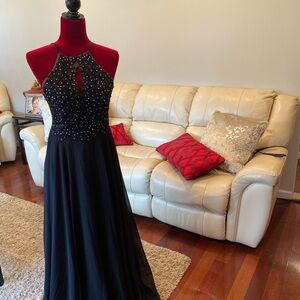 BLONDIE NITES women’s juniors black evening dress/S5